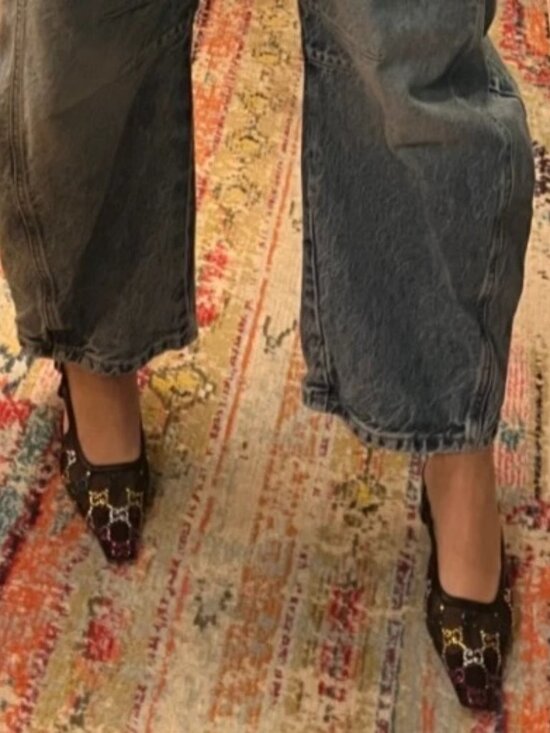 RETAIL $1220 - GUCCI GG MESH CRYSTAL SLINGBACK KITTEN HEEL - 35.5 - Picture 7 of 7